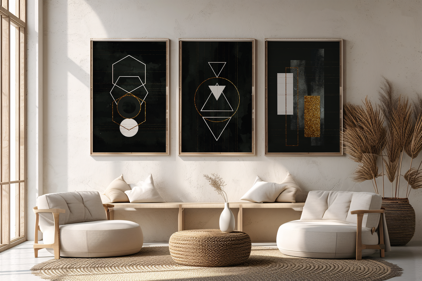 Black trendy artistic panels