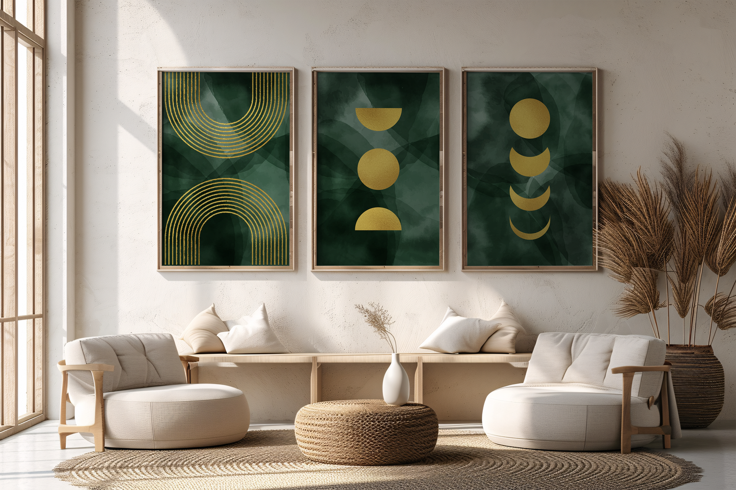 Golden foil trendy artistic panels