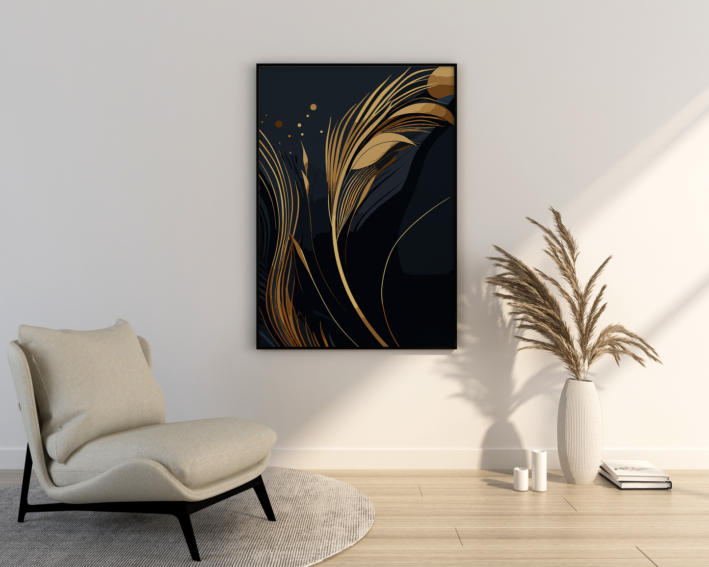 Feather wall luxury gold style artistic panel