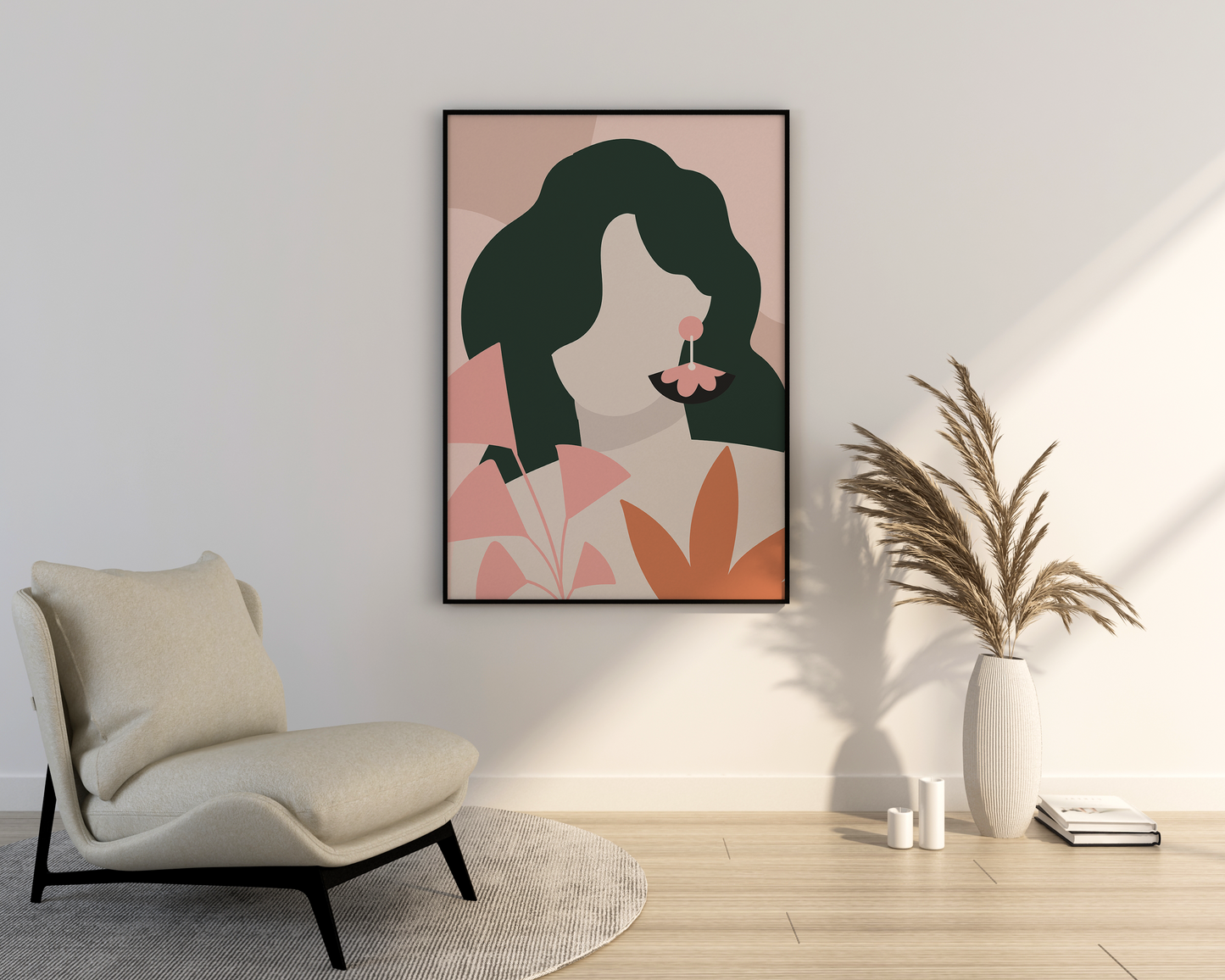 Hand drawn female design wall art