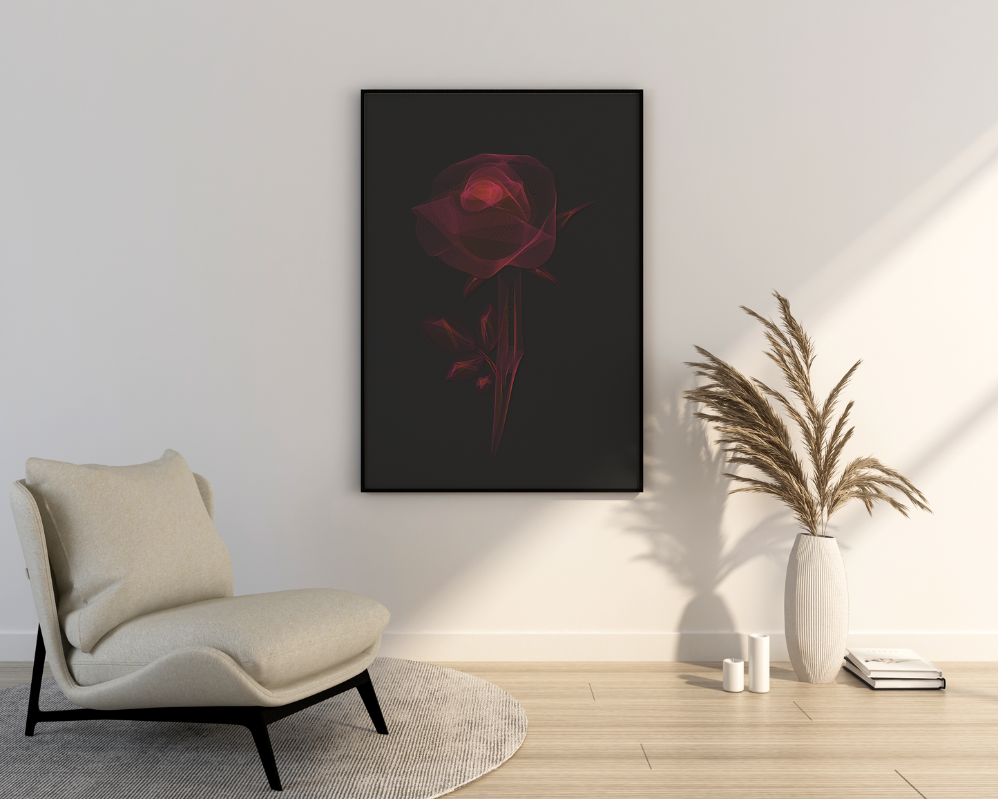 Red roses trendy artistic panels