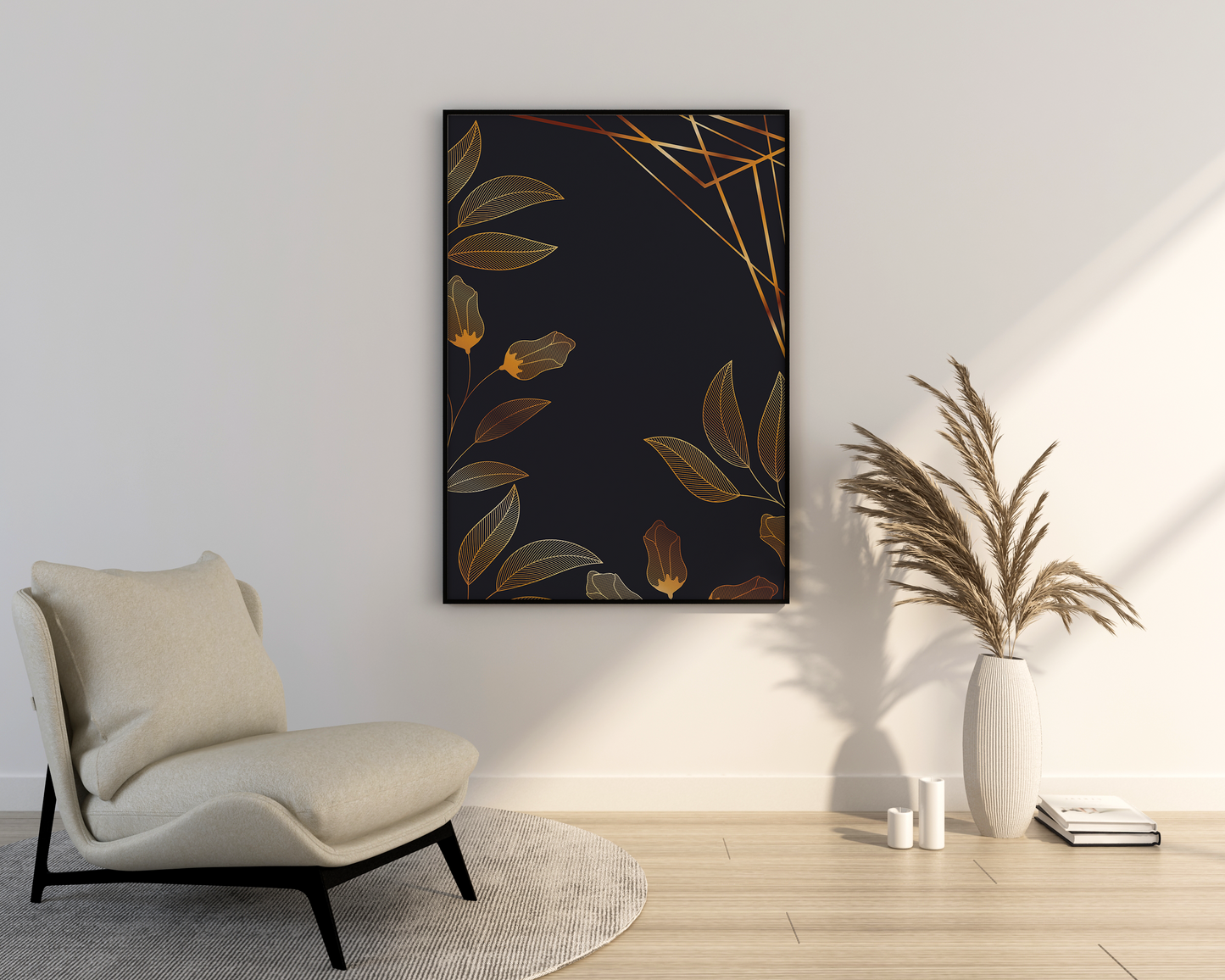 Gold leaf trendy artistic panel