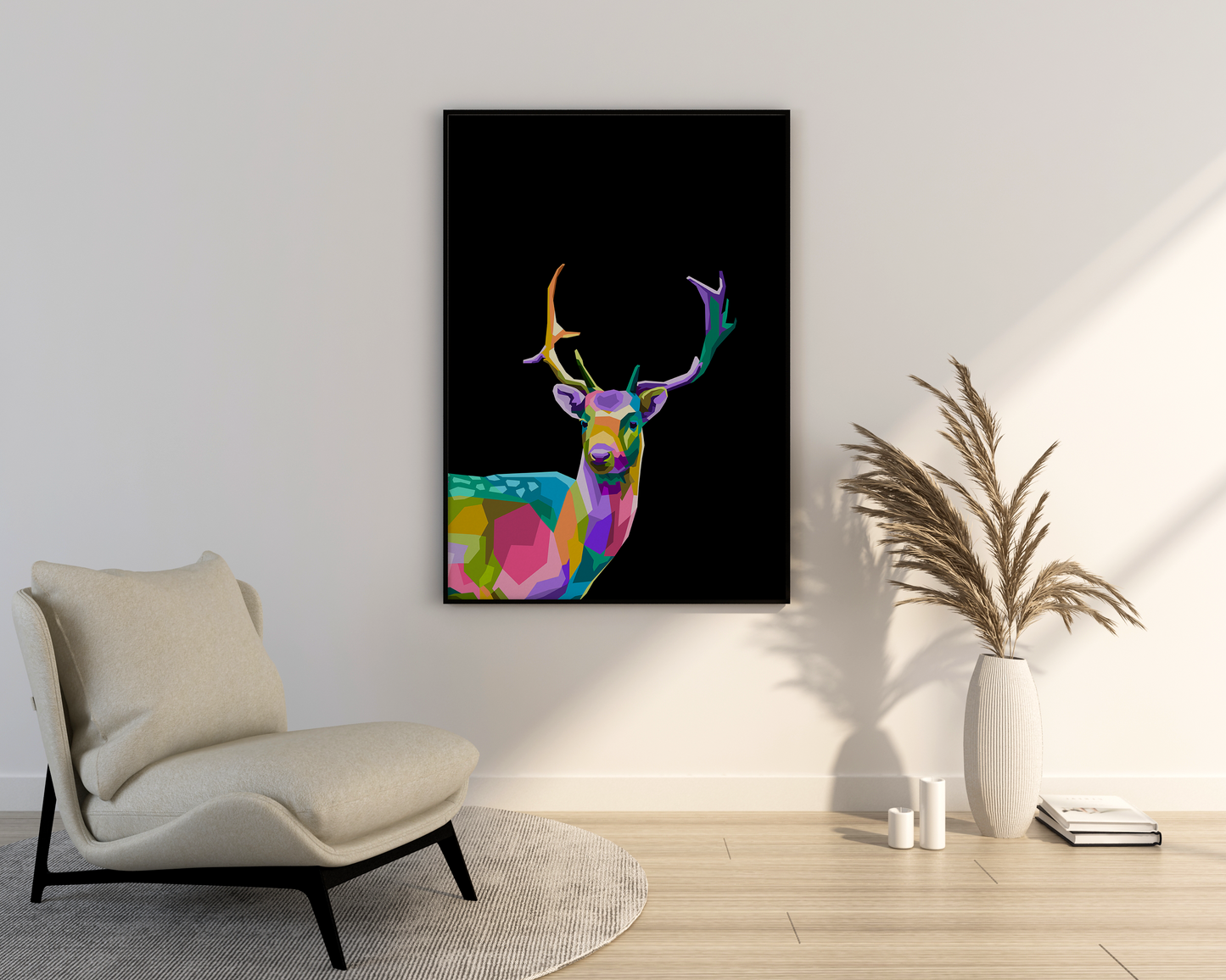 Colorful gazelle in black background