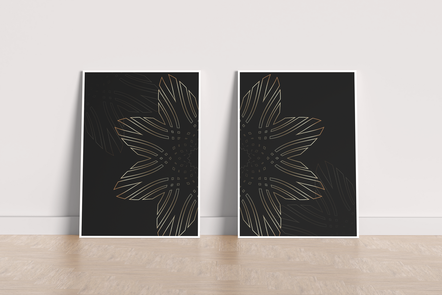 Black & gold line trendy artistic panel