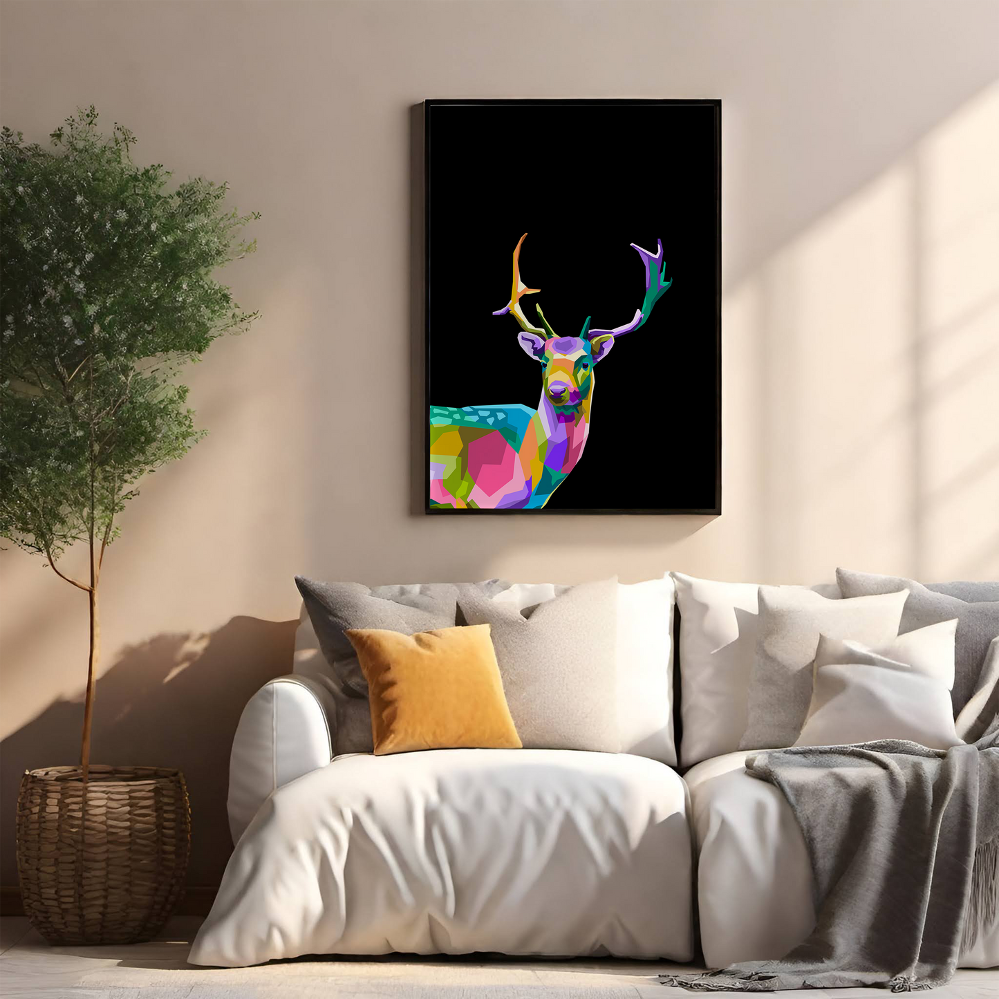 Colorful gazelle in black background