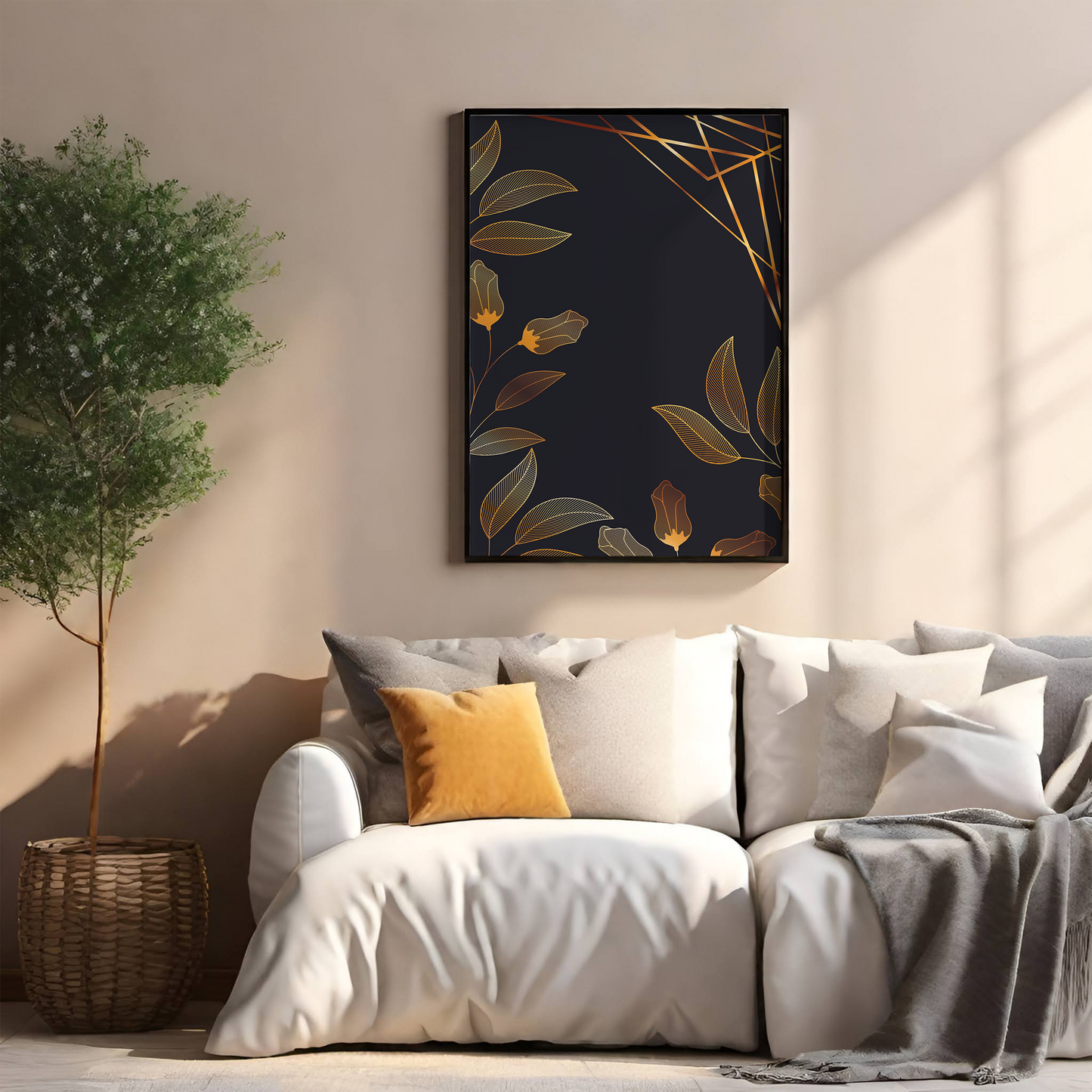 Gold leaf trendy artistic panel