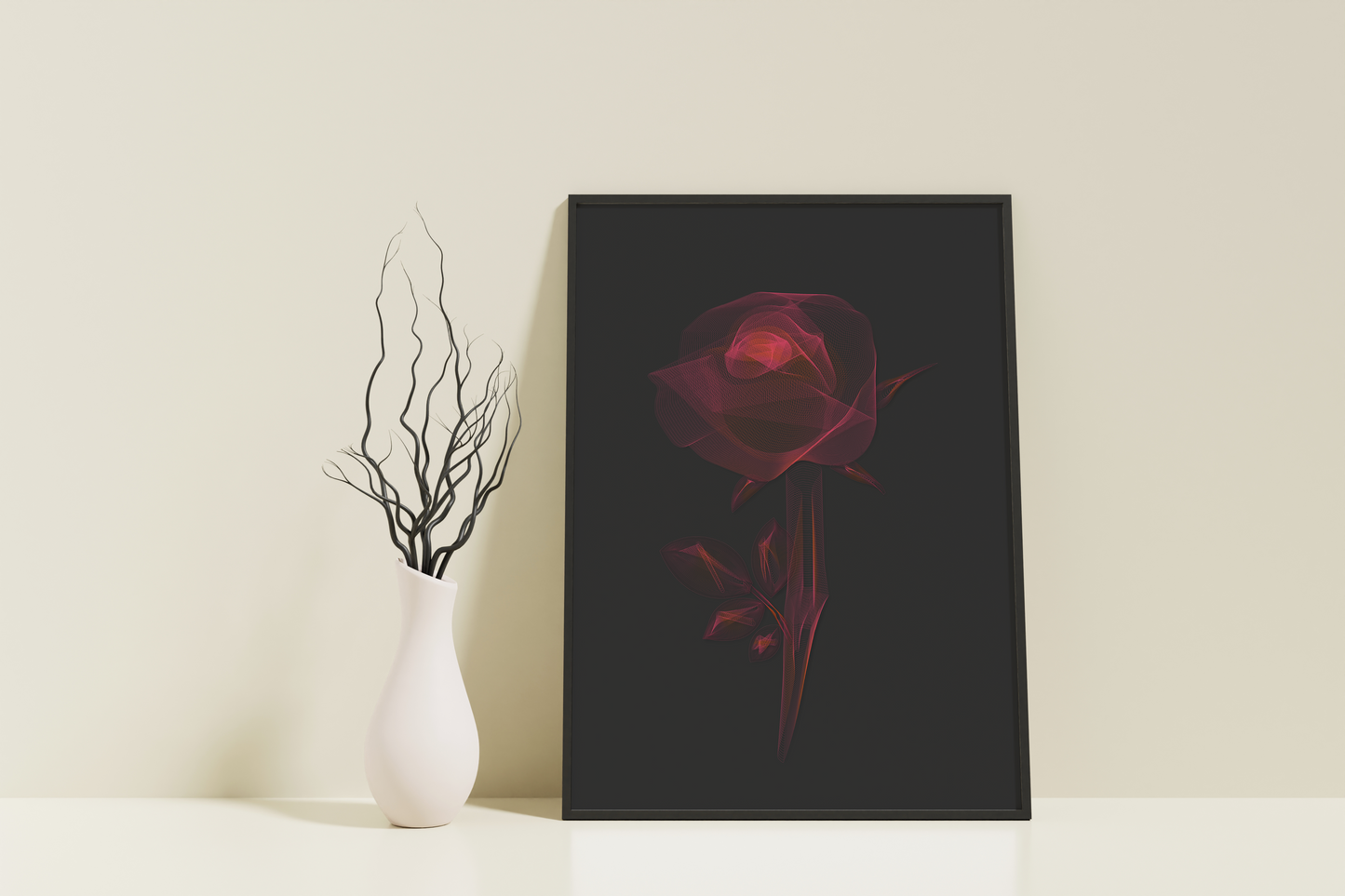 Red roses trendy artistic panels