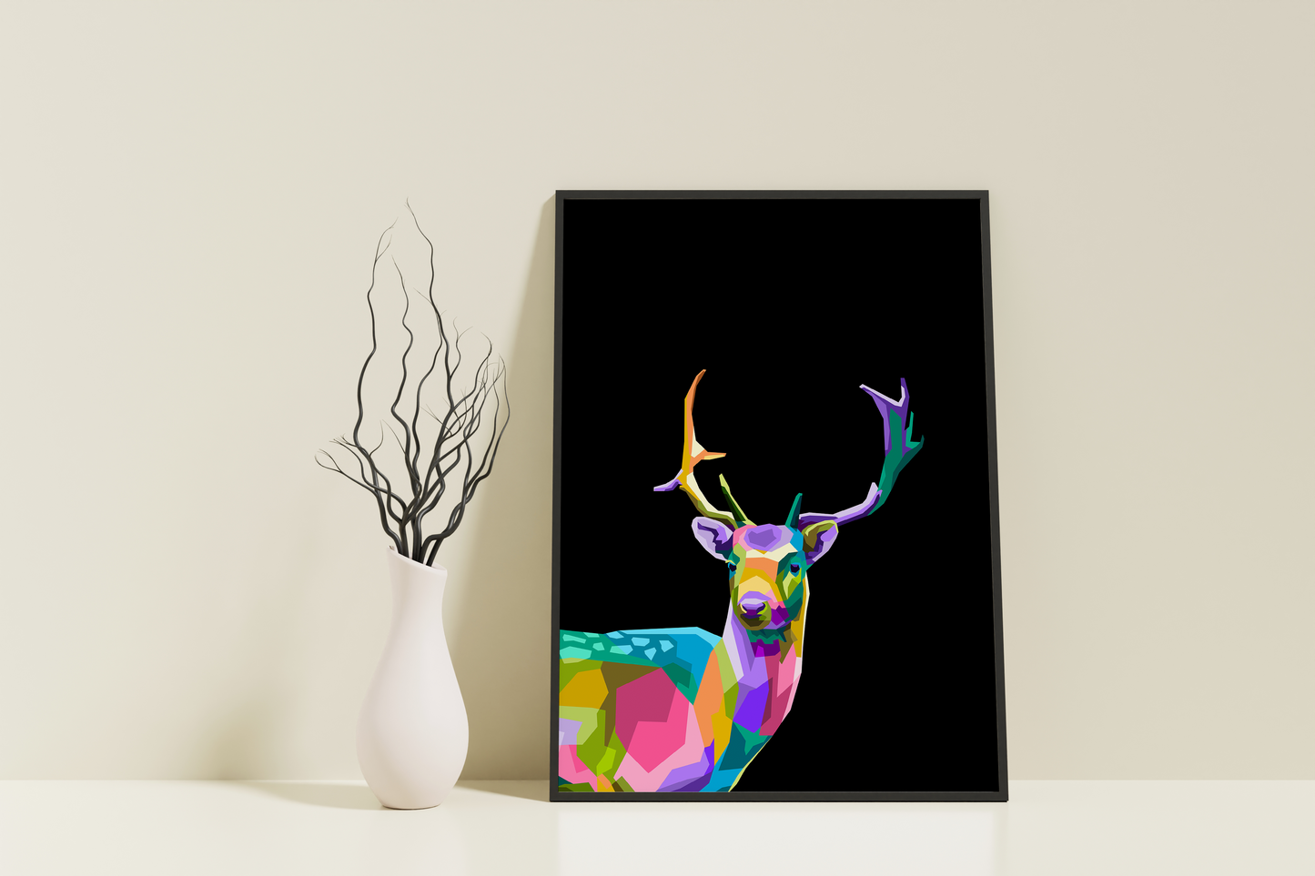 Colorful gazelle in black background