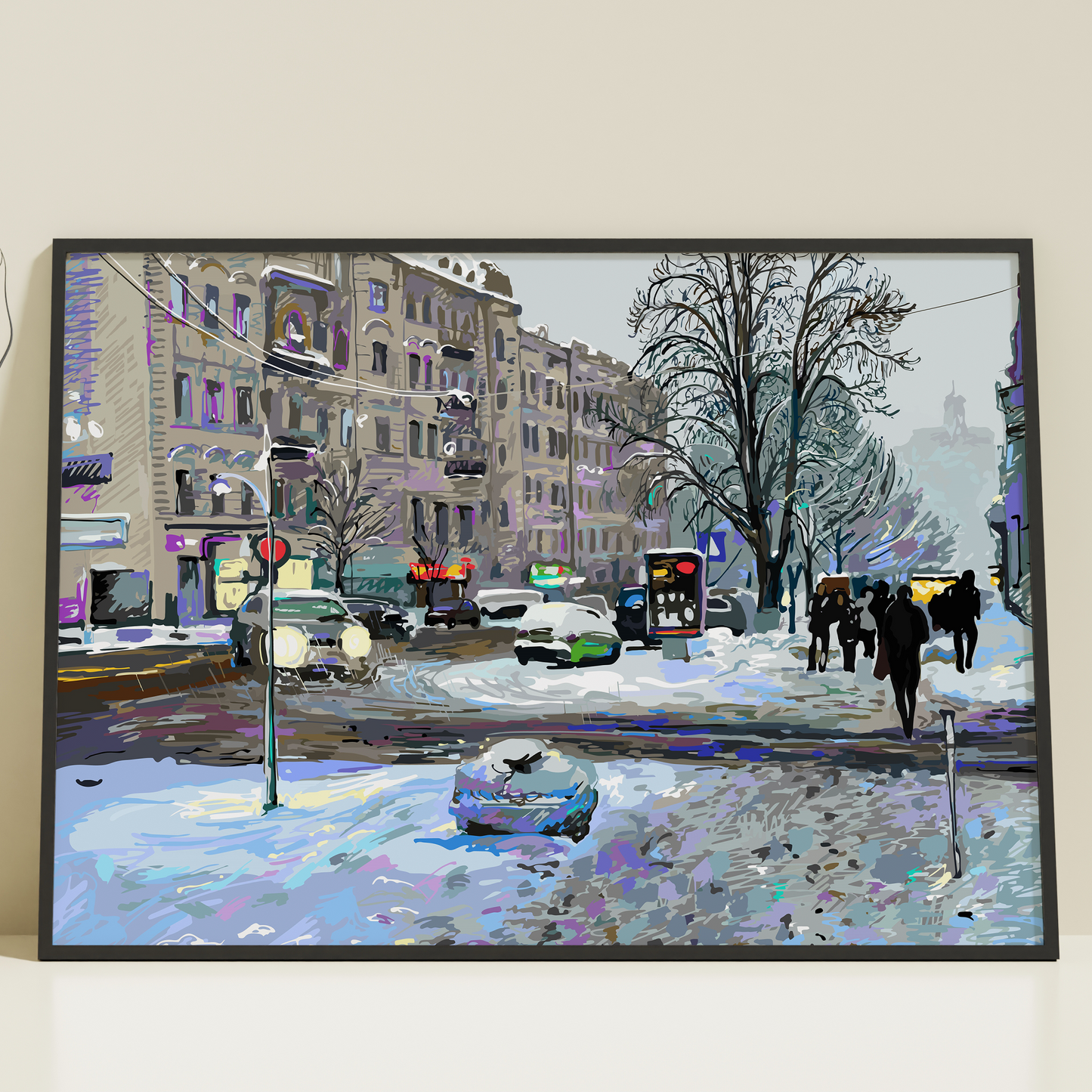 Snowy weather landscape panel