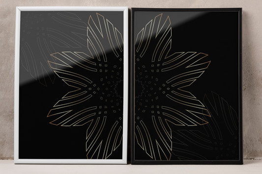 Black & gold line trendy artistic panel