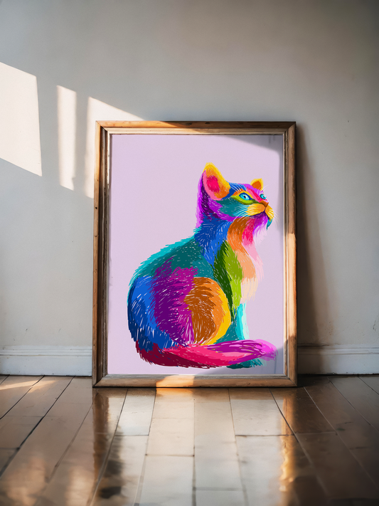 Colorful cat panel