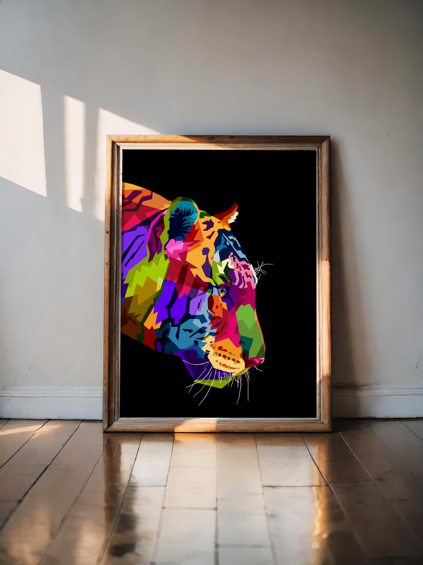 Colorful tiger in black background