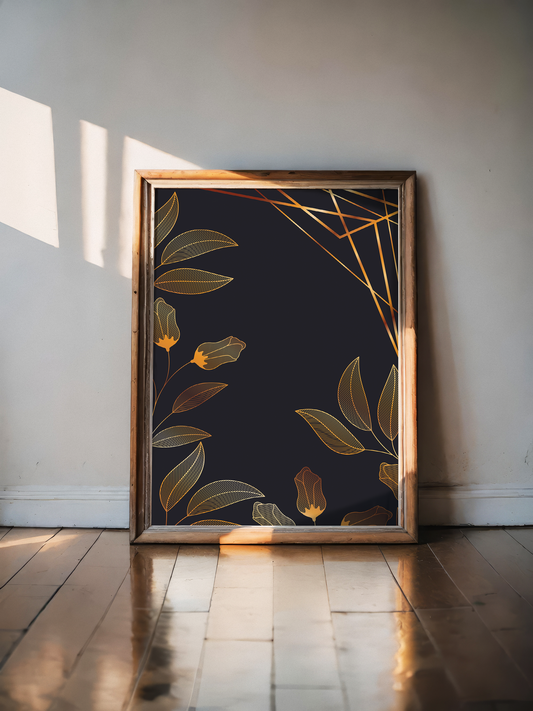 Gold leaf trendy artistic panel