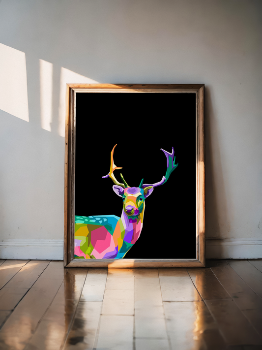 Colorful gazelle in black background