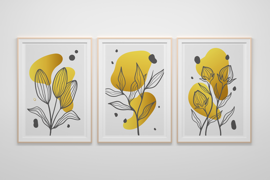 Yellow flowers trendy artistic panels