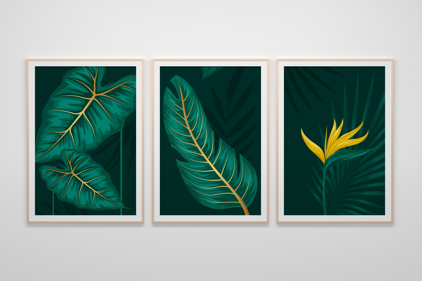 Gold botanical trendy artistic panels