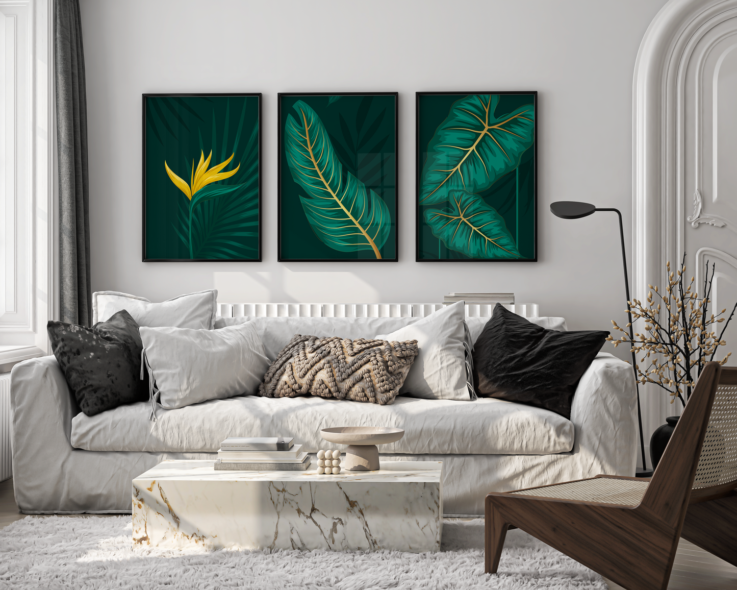 Gold botanical trendy artistic panels