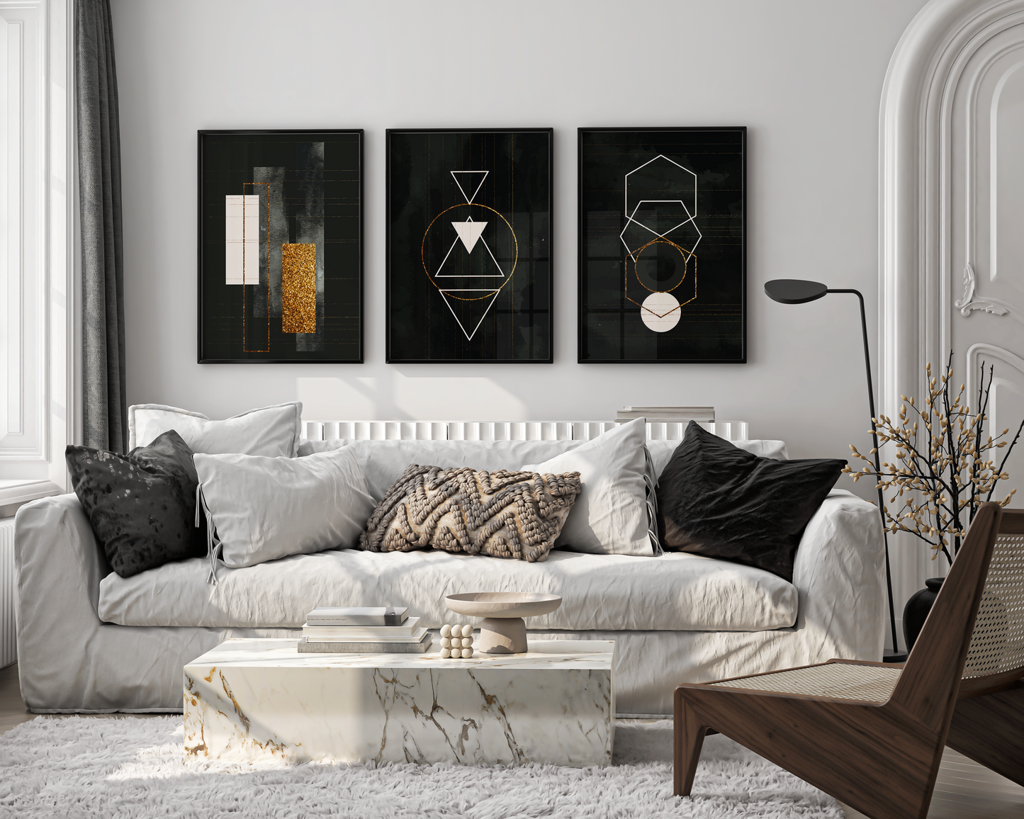 Black trendy artistic panels