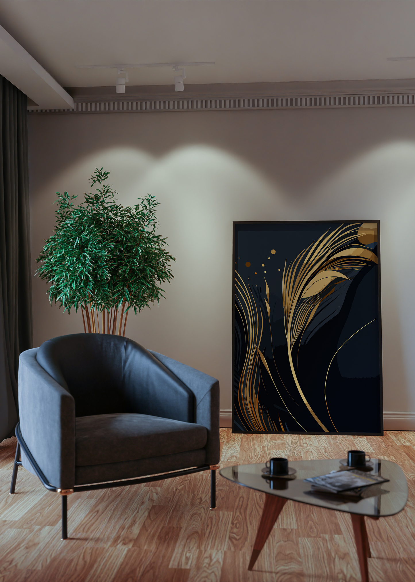 Feather wall luxury gold style artistic panel