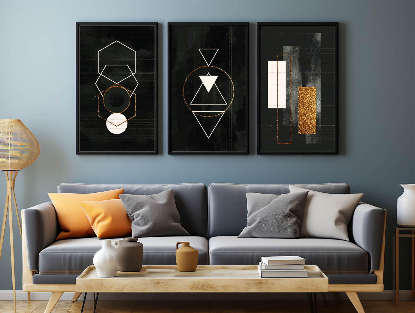 Black trendy artistic panels